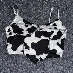 SHEIN Black and White Cow Print Camisole